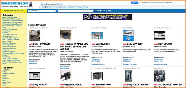 BroadcastStore - Used Production equipment websites